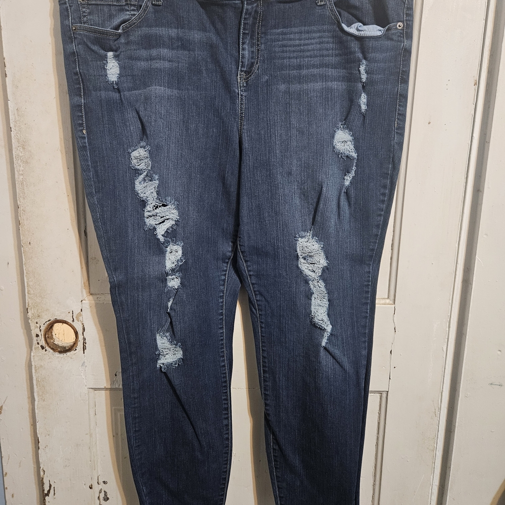 Torrid Blue Distressed Skinny Jeans